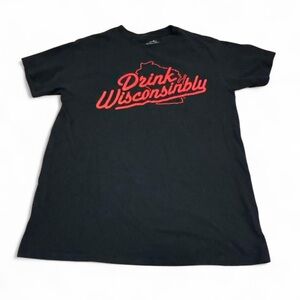 Black Graphic T-Shirt with Red Print